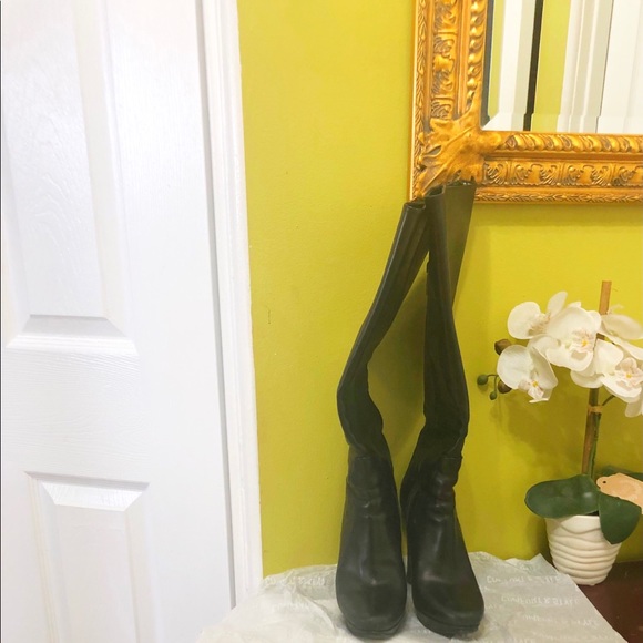 Calvin Klein Black Leather Knee HIgh Boots - Picture 5 of 5